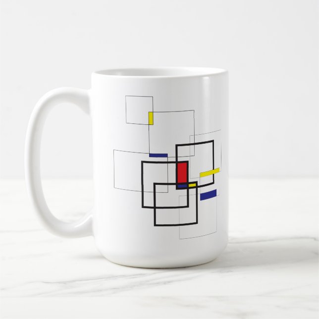 Caneca De Café Composição Geométrica Inspirada em Mondrian (Esquerda)