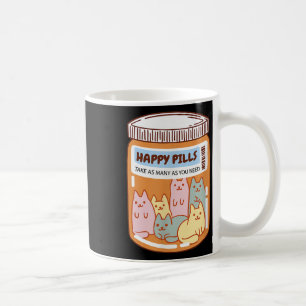 Caneca De Café Comprimidos Felizes Divertidos Gato Fofo Saúde Men