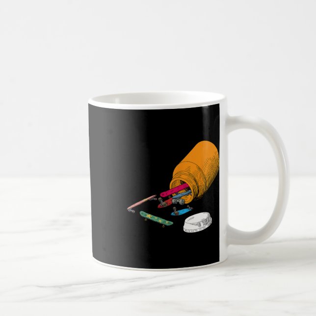 Caneca De Café Comprimidos Felizes Skateboard Skater Divertido Am (Direita)