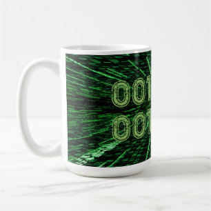 Caneca De Café Computação verde vibrante com código binário 69 do