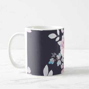 Caneca De Café Computador desenhado por belas flores, ilustração,
