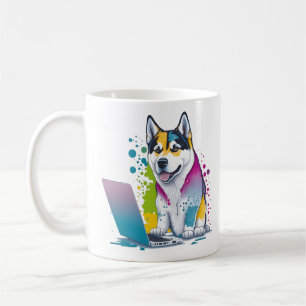 Caneca De Café Computador rouco Rainbow Watercolor Proteção técni