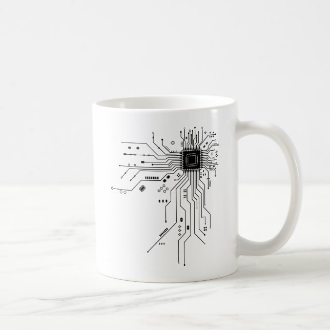 Caneca De Café Computer CPU Chip PCB Circuit Design Tech Gift (Direita)