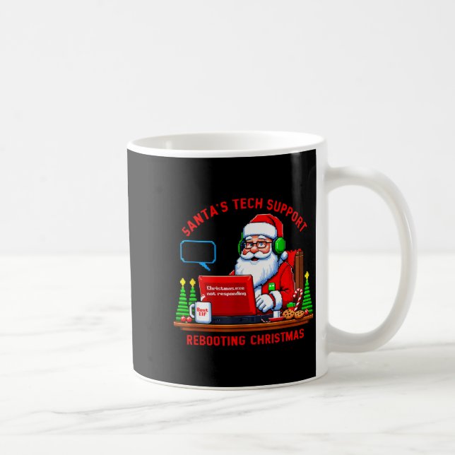 Caneca De Café Computer Meme Funny Santa's Tech Suprt Rebooting C (Direita)