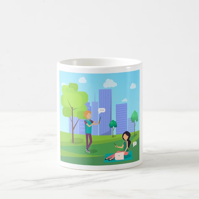 Caneca De Café Comunicação em Mídia Social no Parque da Cidade (Criador carregado)