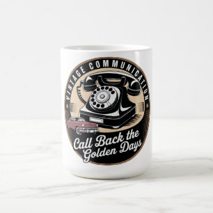 Caneca De Café "Comunicação Vintage" Design de Emblema Retro