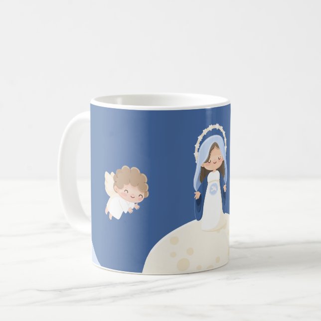 Caneca De Café Conceição Imaculada Kawaii de Maria (Frente Esquerda)
