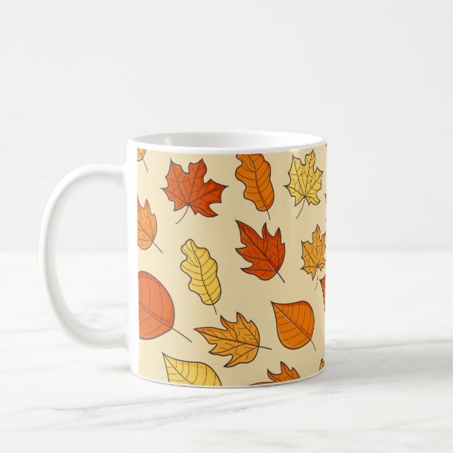 Caneca De Café Conceito de Folha: Padrão de Símbolo de Outono (Esquerda)