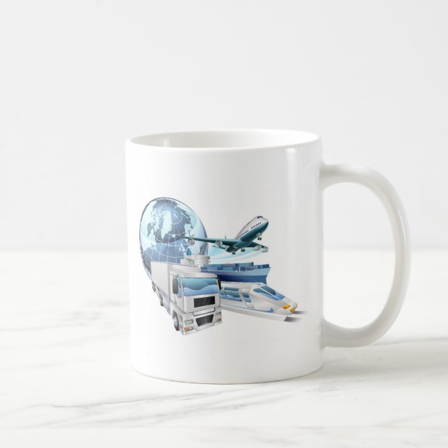 Caneca De Café Conceito do globo do transporte de logística (Direita)