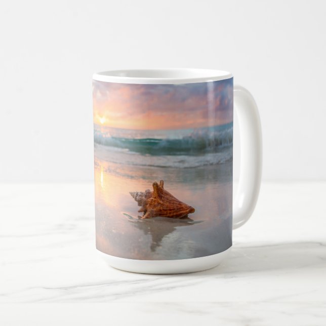 Caneca De Café Conch Shell na praia | Jamaica (Frente Esquerda)