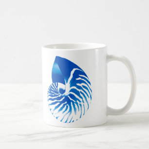 Caneca De Café Concha de Nautilus - azul cobalto e branco