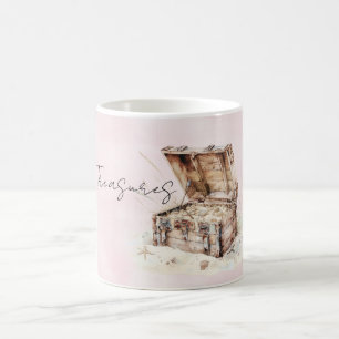 Caneca De Café Conchas de Caixa de Tesouro Rosa