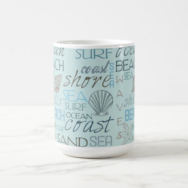 Caneca De Café Conchas de Praia Azul Costa Oceano (Centro)