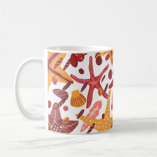 Caneca De Café Conchas de Starfish: Padrão do Mar Escandinavo