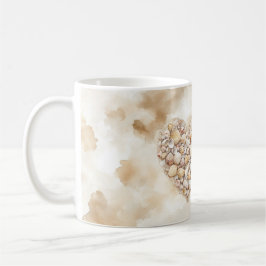 Caneca De Café Conchas do Mar Coração Praia Lugar Feliz
