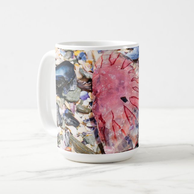 Caneca De Café Conchas do Mar Gellyfish Ocean Beach View (Frente Esquerda)