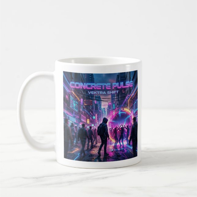 Caneca De Café Concreto Neon EDM de Borda (Esquerda)