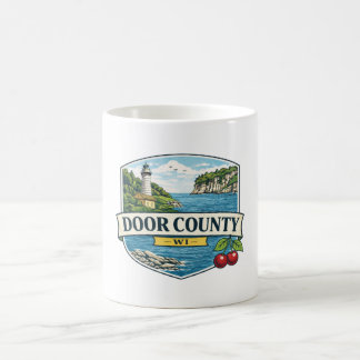 Caneca De Café Condado de Door, WI Farol e Lago MichiganÍmã