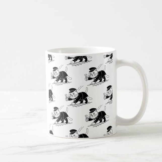Caneca De Café Conductor Cats Unite! Oshiya Cat | Feline Fun  (Direita)