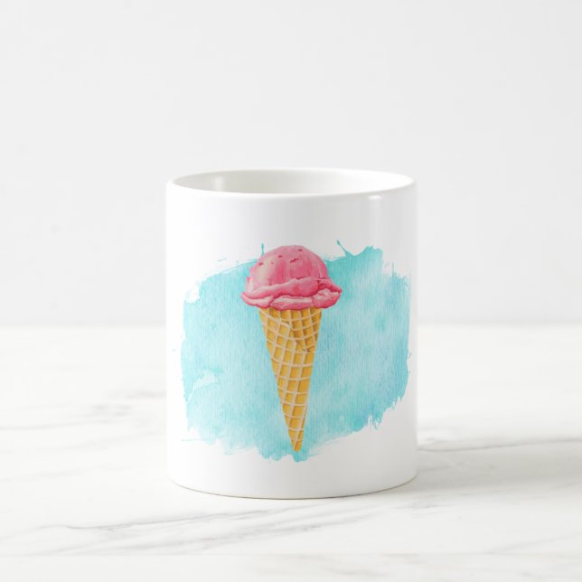 Caneca De Café Cone De sorvete Com Um Splatter De Tinta Azul (Centro)