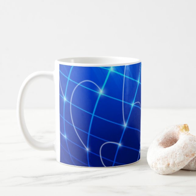 Caneca De Café Conexões de rede azul e branca (Com Donut)