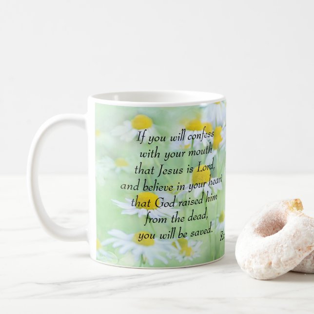 Caneca De Café Confesse que Jesus é senhor - 10:9 dos romanos (Com Donut)