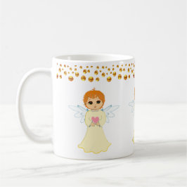 Caneca De Café Confete de Anjo e Pontos Dourados