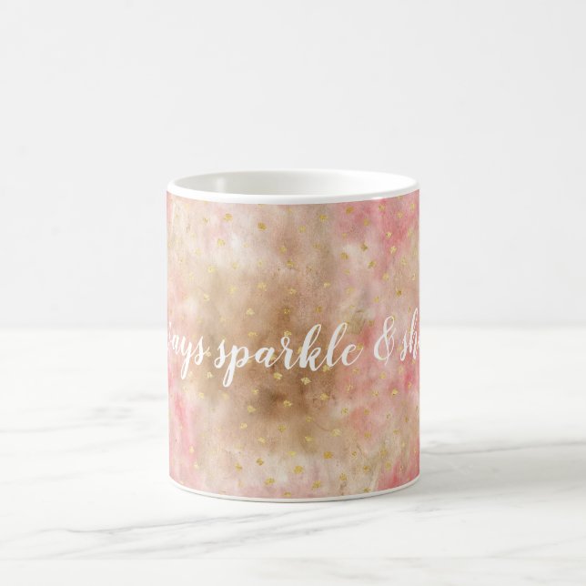 Caneca De Café Confete de Aquarela Rosa Bronze Dourado (Centro)