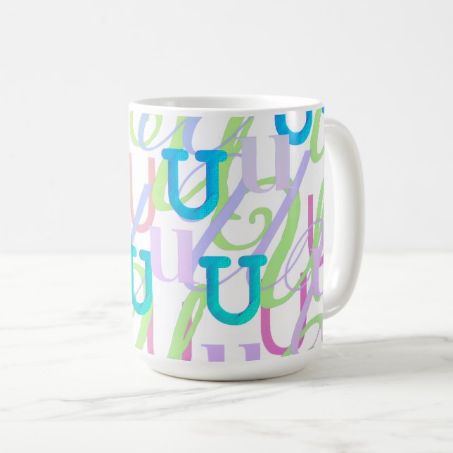 Caneca De Café Confete de Letra "U" (Frente Esquerda)