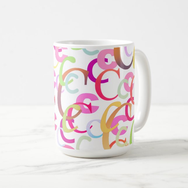 Caneca De Café Confete de Letras "C" (Frente Esquerda)
