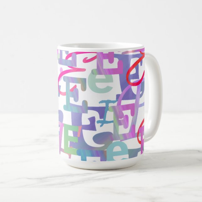 Caneca De Café Confete de Letras "E" (Frente Esquerda)