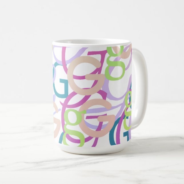 Caneca De Café Confete de Letras "G" (Frente Esquerda)