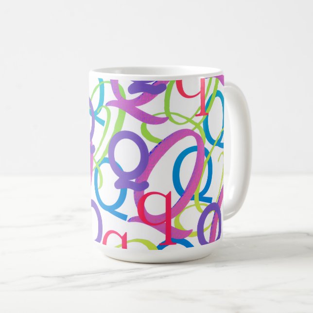 Caneca De Café Confete de Letras "Q" (Frente Esquerda)