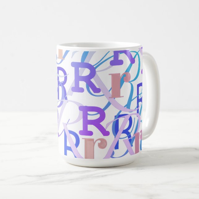 Caneca De Café Confete de Letras "R" (Frente Esquerda)