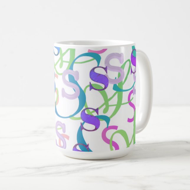 Caneca De Café Confete de Letras "S" (Frente Esquerda)