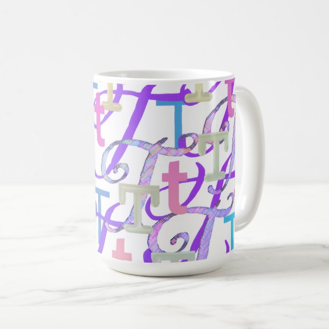 Caneca De Café Confete de Letras "T" (Frente Esquerda)