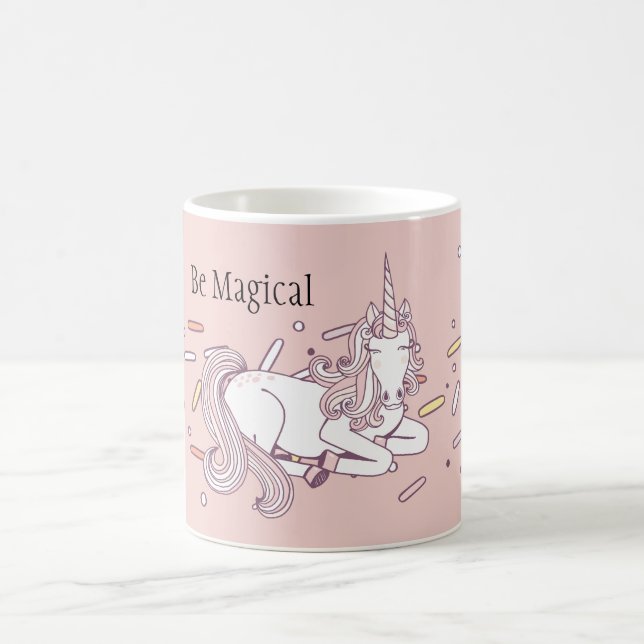 Caneca De Café Confete de Unicórnio Mágico Rosa (Centro)