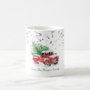 Caneca De Café Confete Prateado,Caminhão Vermelho de Natal Árvore