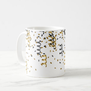 Caneca De Café Confete Preto Dourado