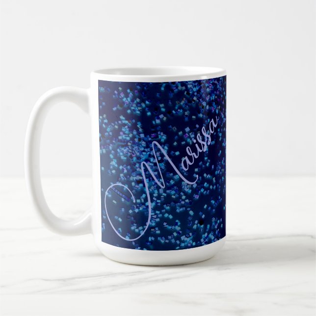 Caneca De Café Confetti Azul Midnite Personalizado (Esquerda)