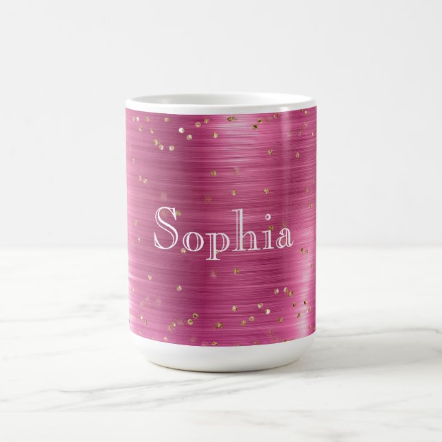 Caneca De Café Confetti Dourado de brilho rosa, personalizado (Centro)