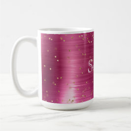 Caneca De Café Confetti Dourado de brilho rosa, personalizado