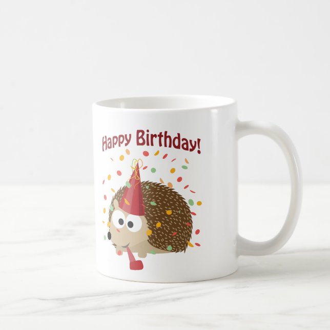 Caneca De Café Confetti Happy Birthday Hedgehog (Direita)