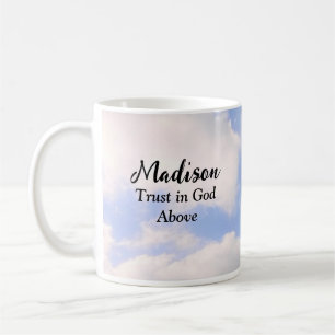Caneca De Café Confiança em Deus Blue Sky Nome personalizado Insp