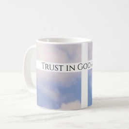 Caneca De Café Confiança em Deus Cruz Branca e Páscoa Azul