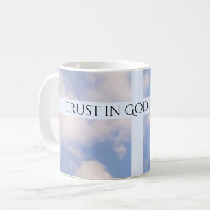 Caneca De Café Confiança na Páscoa Azul Cruz de Deus