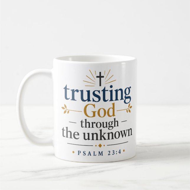 Caneca De Café Confiar em Deus Através da Citação Cristã Desconhe (Esquerda)