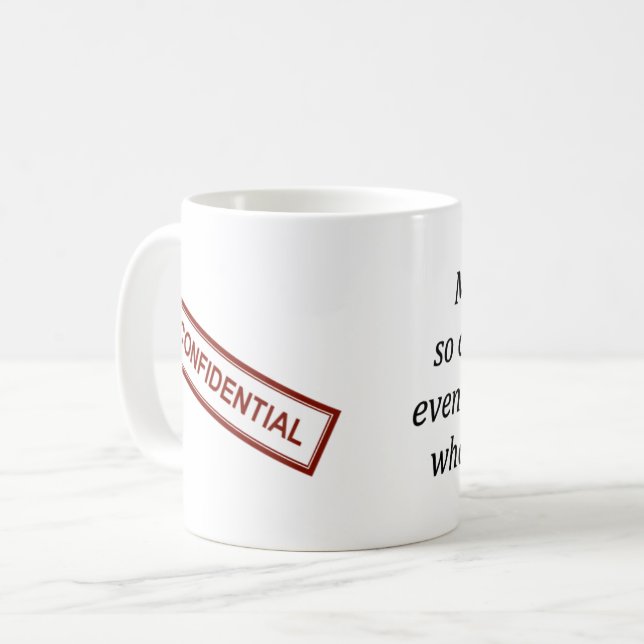 Caneca de café confidencial do trabalho (Frente Esquerda)