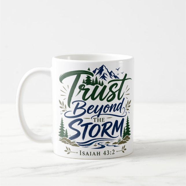 Caneca De Café Confie Além da Tempestade Citação de Fé Espiritual (Esquerda)