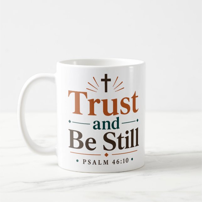 Caneca De Café Confie e Fique Parado Declaração Cristã Moderna (Esquerda)